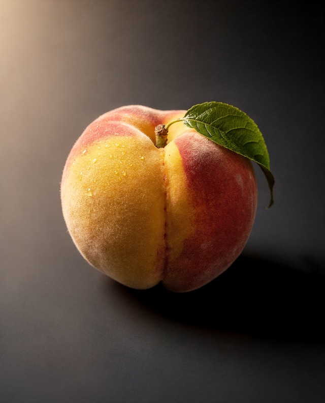 Macro peach on charcoal ground
