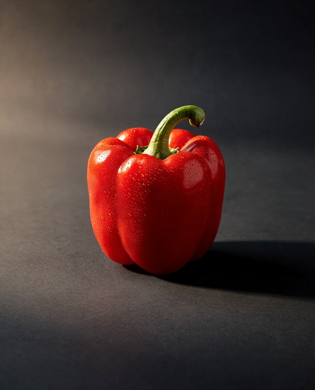 Macro bell pepper on charcoal ground
